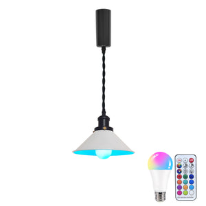 Remote Control RGB LED White Track Pendant Light Black E26 Base Adjustable Fixture Vintage Style