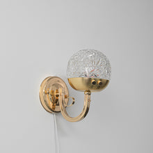 Load image into Gallery viewer, Yequandec USB Cable Touch Switch Hook Type Dimmable Wall Sconce Flow Rotating Light Luxury Design Brass Crystal Lampshade