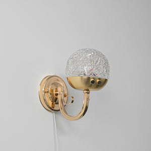 Yequandec USB Cable Touch Switch Hook Type Dimmable Wall Sconce Flow Rotating Light Luxury Design Brass Crystal Lampshade