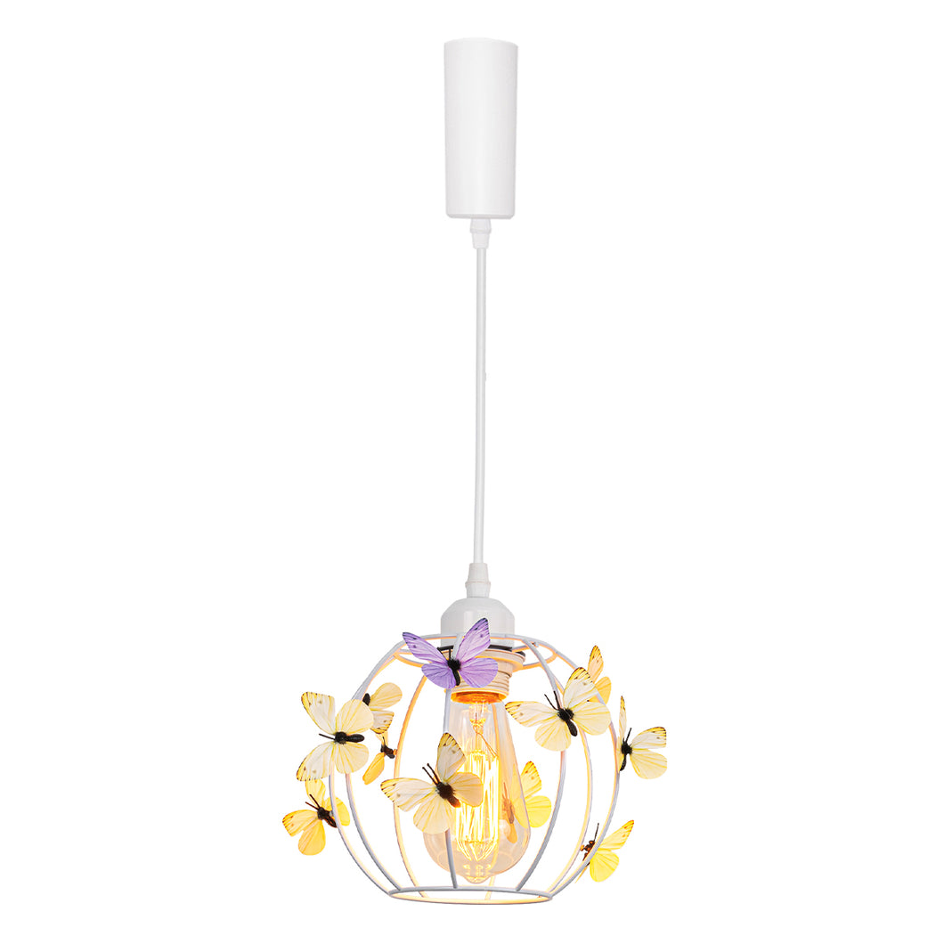 Adjusted Corded Track Light E26 Base White Hollow Shade With 3D Simulated Butterflies Modern Design