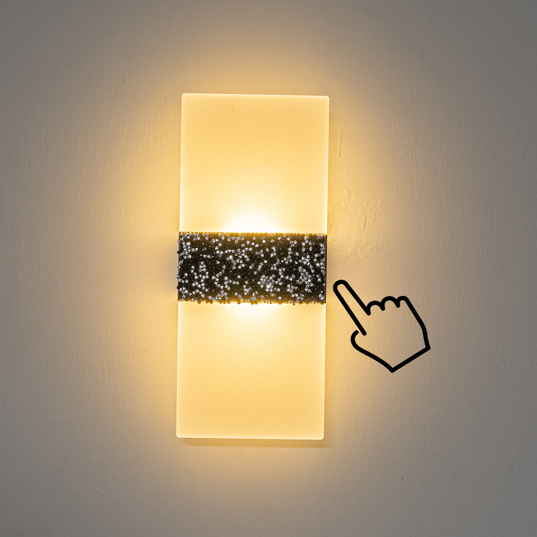 Black Glitter Diamond Glass Battery Touch 5W LED Simple Luxury Wall Lamp For Bedsides Home Office
