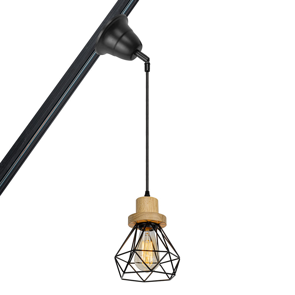 Sloped Position Track Light E26 Log Base Hollow Shade Adjusted Retro Hanging Lamp Inclined Roof