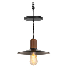 Load image into Gallery viewer, Ceiling Spotlight Remodel E26 Walnut Base Black Metal Dia 10.2&quot; Shade Hanging Light Conversion Kit