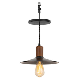 Ceiling Spotlight Remodel E26 Walnut Base Black Metal Dia 10.2" Shade Hanging Light Conversion Kit