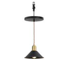 Load image into Gallery viewer, Ceiling Spotlight Remodel E26 Brass Base Black Shade Metal Hanging Light Conversion Kit(DZ18x6)