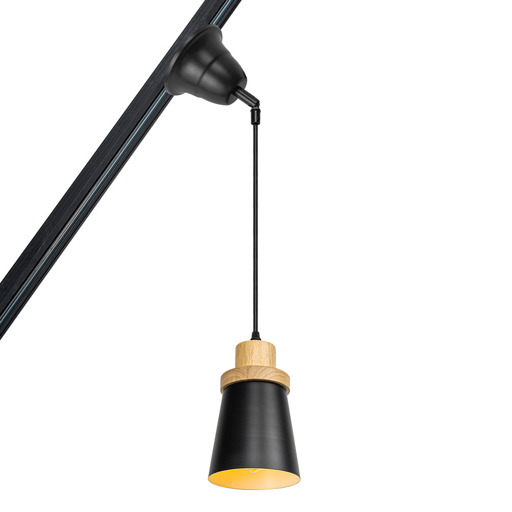 Sloped Position Track Light E26 Log Base Metal Shade Adjusted Retro Hanging Lamp Inclined Roof