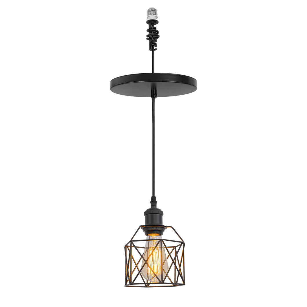 Ceiling Spotlights Remodel Pendant Lamp Black Hollow Cage Retro Design Hanging Light Conversion Kit For E26 Ceiling Lamp