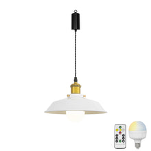 Load image into Gallery viewer, Rechargeable Battery Adjustable Cord Pendant Light Gold Base With Metal Shade Smart LED Bulbs with Remote Retro Design