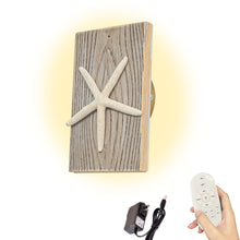 Load image into Gallery viewer, Handcrafted Wooden With Starfish Convenient Hook Wall Sconce Go Wire-Free Battery Background Dimmable Light