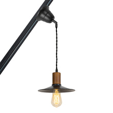 Load image into Gallery viewer, Sloped Position Track Light E26 Walnut Base Dia 8.6&quot; Shade Adjusted Retro Lamp Inclined Roof