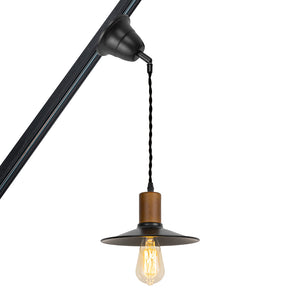 Sloped Position Track Light E26 Walnut Base Dia 8.6" Shade Adjusted Retro Lamp Inclined Roof