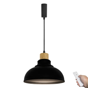 Dimmable Remote Control Wide Range Lighting Wood Black Metal Shade Retro Track Light