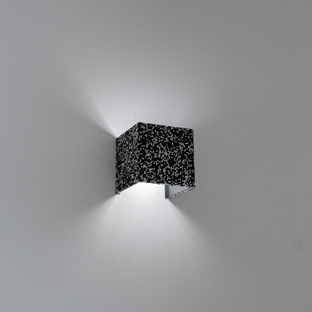 Black & Silver Glass Diamond Square Remote Control Battery Lamp No Wire Required