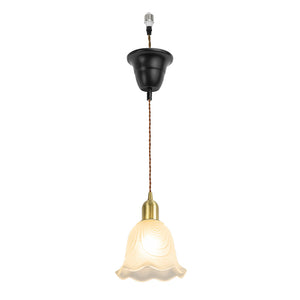 Ceiling Spotlight Remodel Brass Base Glass Flower Shade E26 Connection Hanging Light Conversion Kit