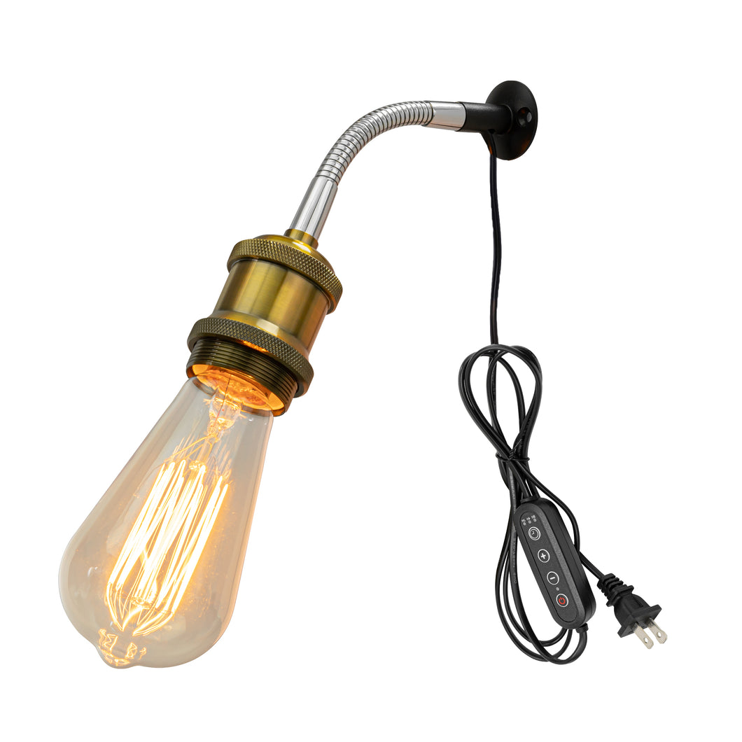 Dimming Timer Mini Bracket (3.3 cm Diameter) Wired Wall Lamp Copper Base Flexible Gooseneck Light