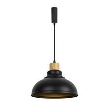 Load image into Gallery viewer, Black Metal Lampshade E26 Wood Base Retro Track Light 3.2 Ft Adjusted Height Freely