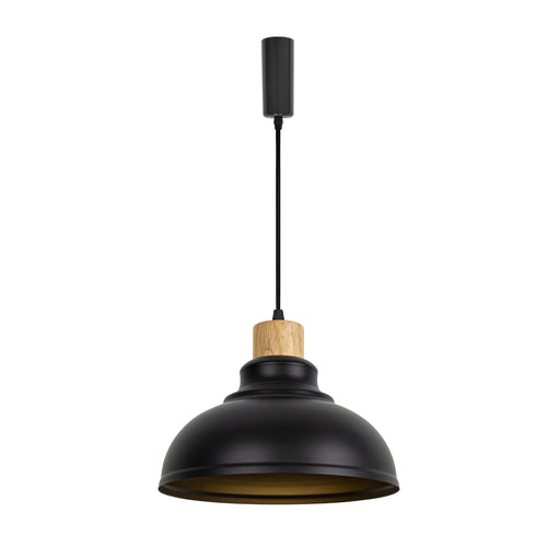 Black Metal Lampshade E26 Wood Base Retro Track Light 3.2 Ft Adjusted Height Freely