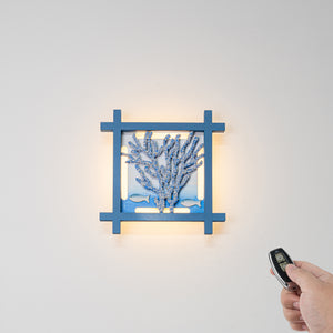 Blue Wall Ambient Lighting Coral 3D Pattern Remote Battery Marine Style For TV Background Bedroom Store Hook Type