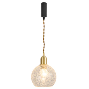 Track Mount Lighting Realistic Cracked Glass Lampshade Brass Base Pendant Kitchen Island Light