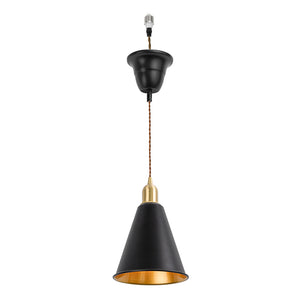 Ceiling Spotlight Remodel E26 Brass Base Black Shade Inner Gold Metal Hanging Light Conversion Kit