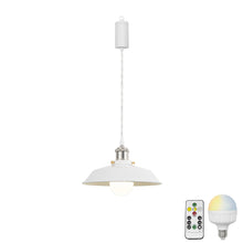 Load image into Gallery viewer, Rechargeable Battery Adjustable Cord Pendant Light Matt Nickel Base With Metal Shade Smart LED Bulbs with Remote Retro Design