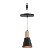 Load image into Gallery viewer, E26 Connection Ceiling Spotlight Remodel Wooden Base Metal Shade Retro Hanging Light Convert Kit
