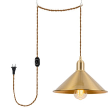 Load image into Gallery viewer, Hanging Light Plug In Dimmable Corded Copper Cone Shade Kitchen Lamp Modern Design