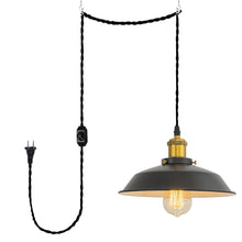 Load image into Gallery viewer, Brass Finish Base Black Or White Metal Swag Plug-in Dimmable Pendant Light