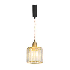 Modern Crystal Track Light E26 Base Gold Hanging Lamp 3.2 Ft Adjusted Height Freely