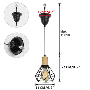 E26 Connection Ceiling Spotlight Remodel Wood Base Hollow Shade Retro Hanging Light Convert Kit