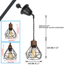 Load image into Gallery viewer, Sloped Position Track Light E26 Walnut Base Hollow Shade Adjusted Retro Hanging Lamp Inclined Roof