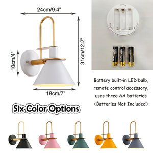 Battery Wireless Gooseneck Stem Pink/Yellow Wall Sconce Remote Dimmable