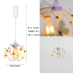 Adjusted Corded Track Light E26 Base White Hollow Shade With 3D Simulated Butterflies Modern Design