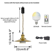 Load image into Gallery viewer, Wireless Smart RGB LED Bulbs Rechargeable Battery Remote Adjusted Cord Pendant Light