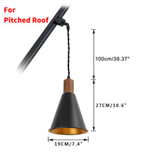 Load image into Gallery viewer, Track Mount Lighting Walnut Base Pendant Kitchen Island Light Black Outer Gold Inner Retro Lamp