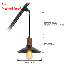 Load image into Gallery viewer, Track Mount Lighting Walnut Base Pendant Kitchen Island Light Black Shade Retro Lamp(DZ22x6)