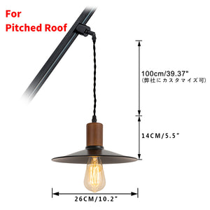 Track Mount Lighting Walnut Base Pendant Kitchen Island Light Black Flat Shade Retro Lamp