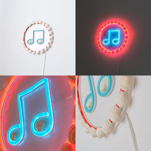 Wall Ambient Lighting Music Symbol Pattern With Shell Elements USB Cord Modern Design For TV Background Bedroom Hook Type