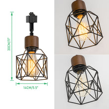 Load image into Gallery viewer, Walnut/Wood Base Black Cage Track Light Adjusted Angle Lighting Vintage Design