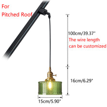Load image into Gallery viewer, Track Mount Lighting Gold Base Pendant Kitchen Island Light Green Glass Retro Lamp