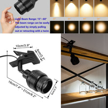 Load image into Gallery viewer, Clip Lamp Adjusted Light Beam Focus Lighting Plug In Wired Multi Color Temperature Options