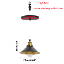 Load image into Gallery viewer, Ceiling Spotlights Remodel Droplight Gold Inner Black Outer Shade Retro Design Hanging Light Conversion Kit For E26 Ceiling Lamp