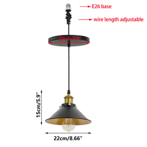 Ceiling Spotlights Remodel Droplight Gold Inner Black Outer Shade Retro Design Hanging Light Conversion Kit For E26 Ceiling Lamp