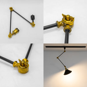Adjustable Angle Direction Track Lamp E26 Base Vintage Copper With Black Cone Shade Clashing Colors Metal Tracking Light