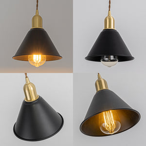 Ceiling Spotlight Remodel E26 Brass Base Black Metal Shade Hanging Light Conversion Kit