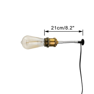Dimming Timer Mini Bracket (3.3 cm Diameter) Wired Wall Lamp E26 Copper Base Vintage Design Flexible Gooseneck Adjustable Lighting Mounting Narrow Wood