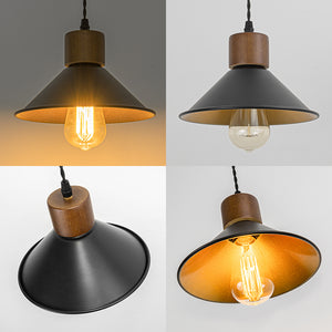 E26 Walnut Base Outer Black Inner Gold Shade Retro Track Light 3.2 Ft Adjusted Height Freely