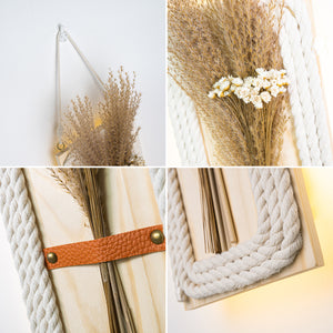 Dried Flowers Handmade Cotton Rope Woven Battery Dimming Wall Lamp Warm Atmosphere For Bedsides Store Entrance Home