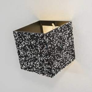 Black & Silver Glass Diamond Square Remote Control Battery Lamp No Wire Required