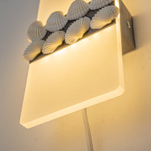 White Acrylic with 3D Shells Handmade Corded Wall Sconce Modern Design For Bedside Store Office